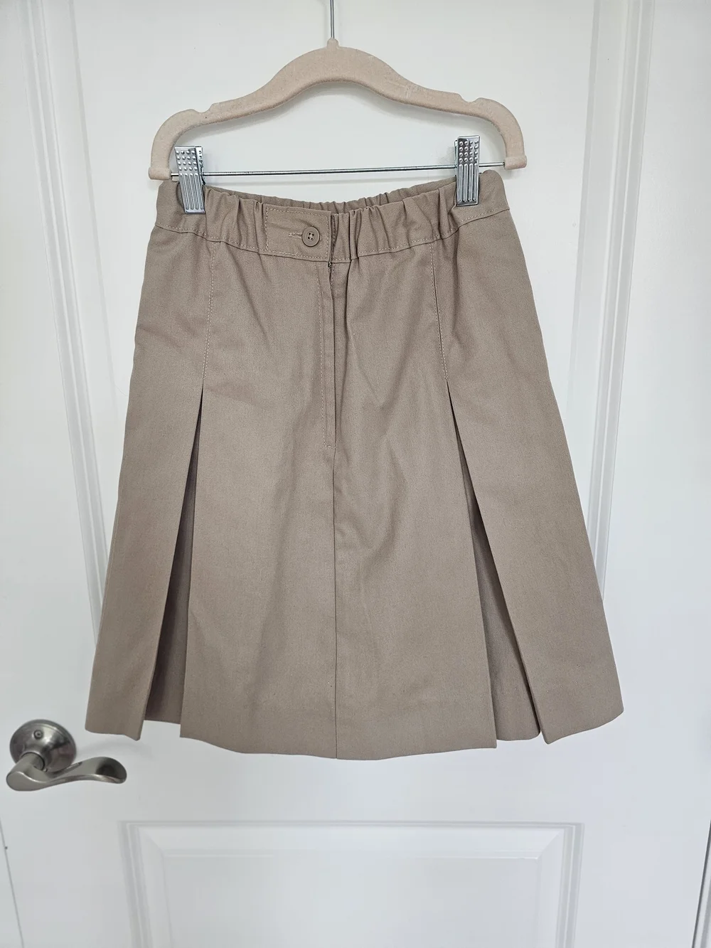 Girls' Uniform Pleated A-Line Skirt in Taupe